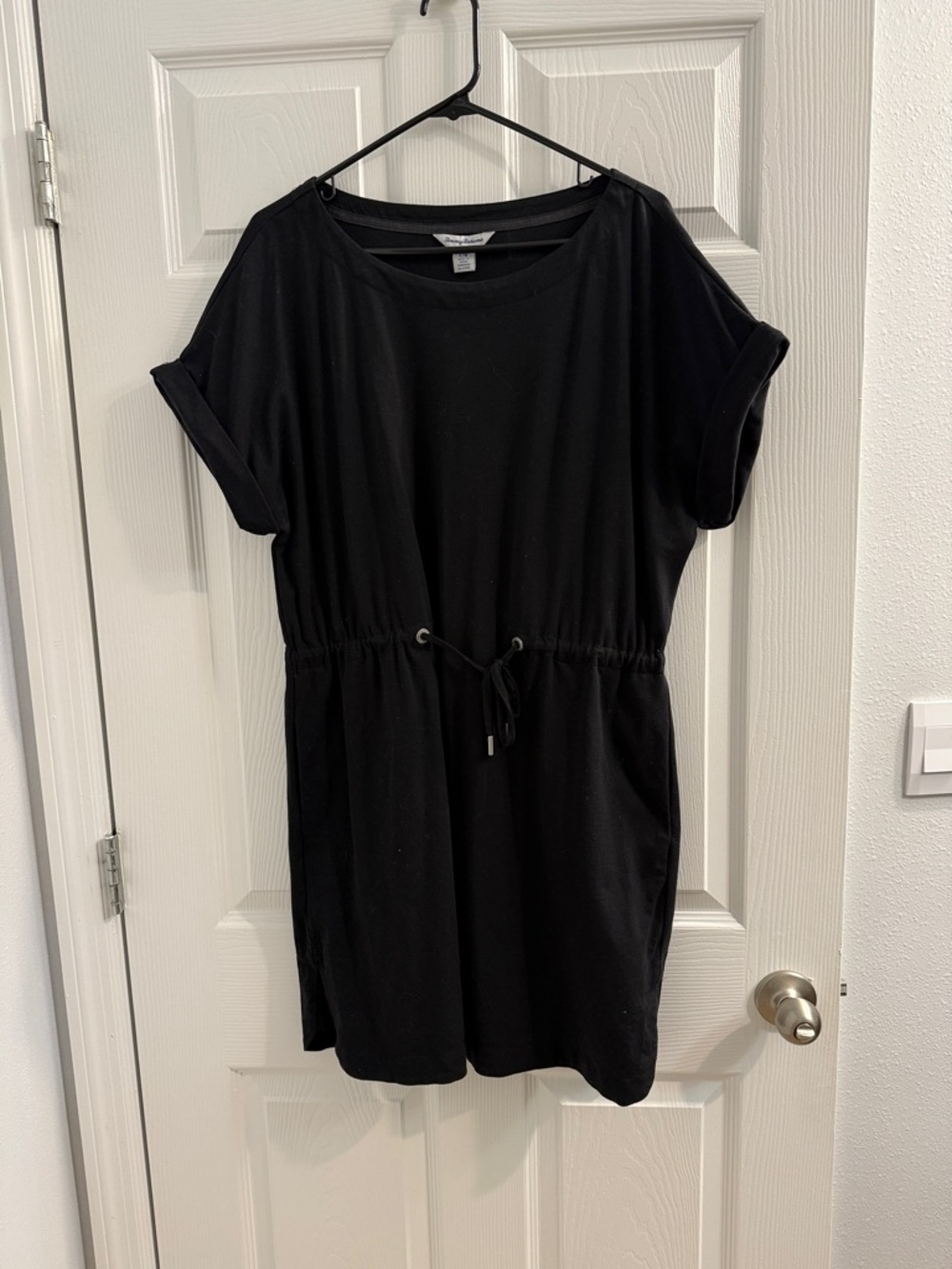 Tommy Bahama Black Drawstring Waist Tee Dress
